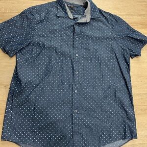 Michael Kors Navy Polka Dot Button Down Shirt